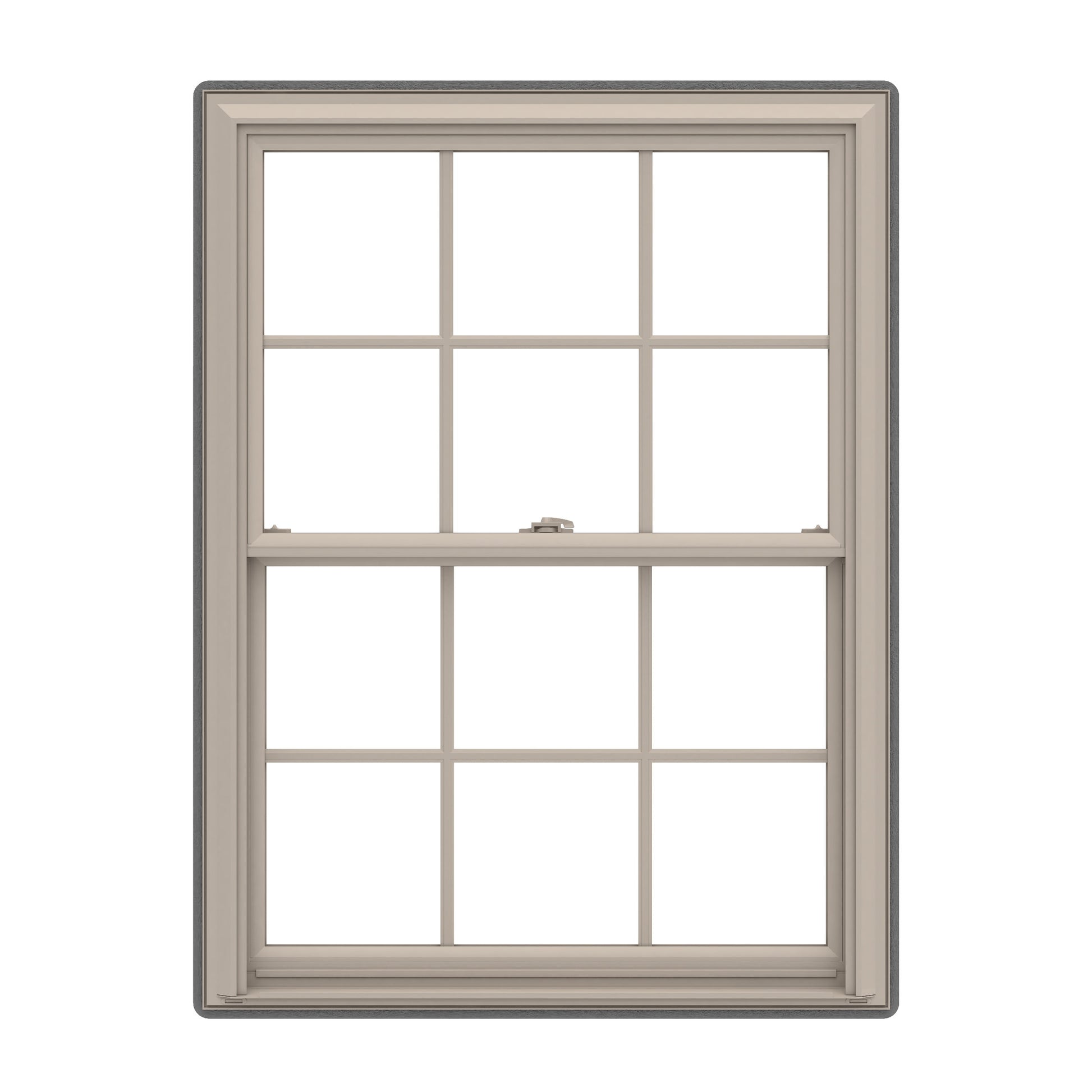 Pella 150 Series 23-1/2-in x 37-1/2-in Fossil Fossil Vinyl Replacement Double Hung Window Low-E argon Double Pane Glass with Grids (Full Screen Included)
