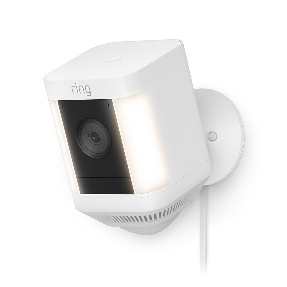 Ring Spotlight Cam Plus, Plug-In - Smart Security Video Camera with 2 Motion-Activated LED Spotlights, 2-Way Talk, Color Night Vision, White B09J1TB7TB
