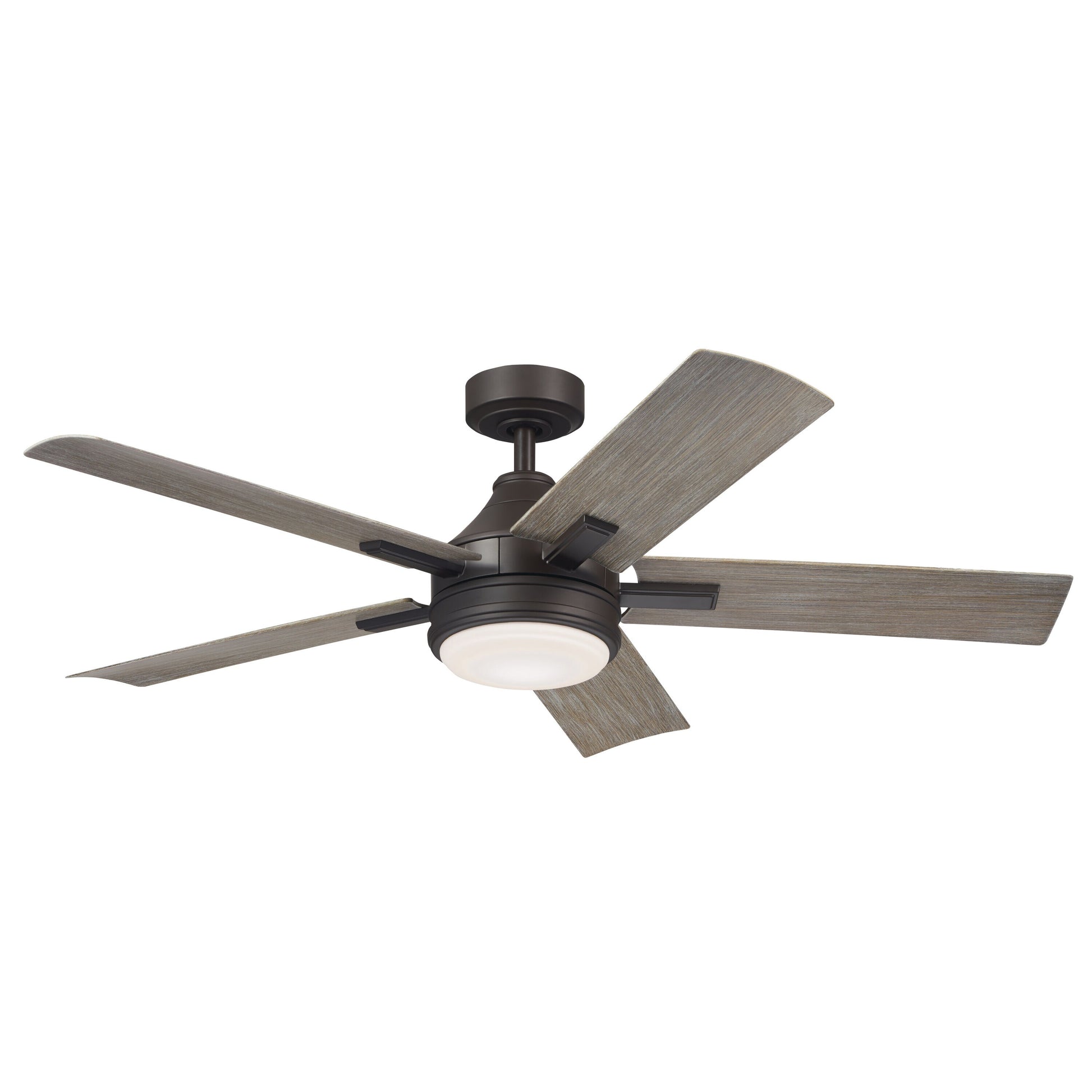 Kichler Tide 52-in Integrated LED Outdoor Olde Bronze with Weathered Medium Oak Blades Ceiling Fan With Light - Remote Included ( 5 -Blade ) 5265307