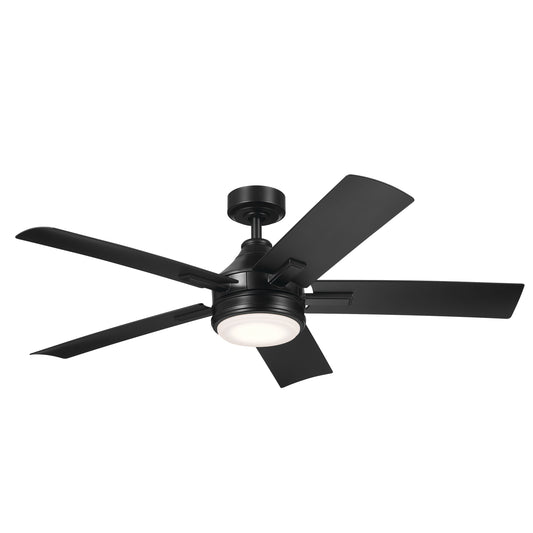 Kichler Tide 52-in Integrated LED Outdoor Satin Black with Black Blades Ceiling Fan With Light - Remote Included ( 5 -Blade ) 5265293