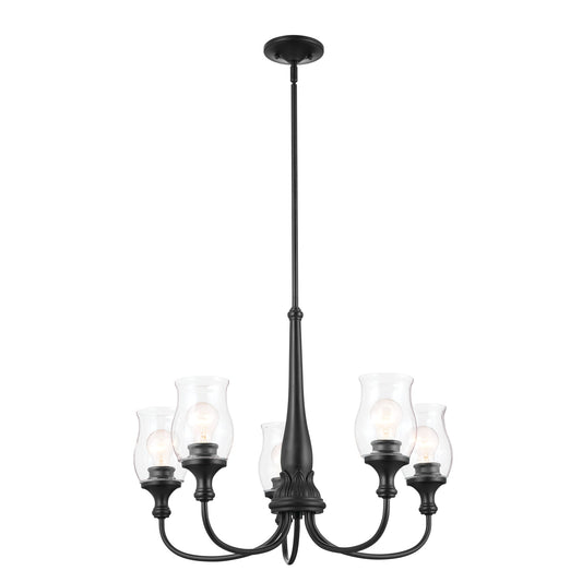 Kichler Melis 5 -Light Brushed Black Farmhouse For Use in Bedrooms, Dining Rooms, Foyers, Kitchens, Living Rooms Chandelier
