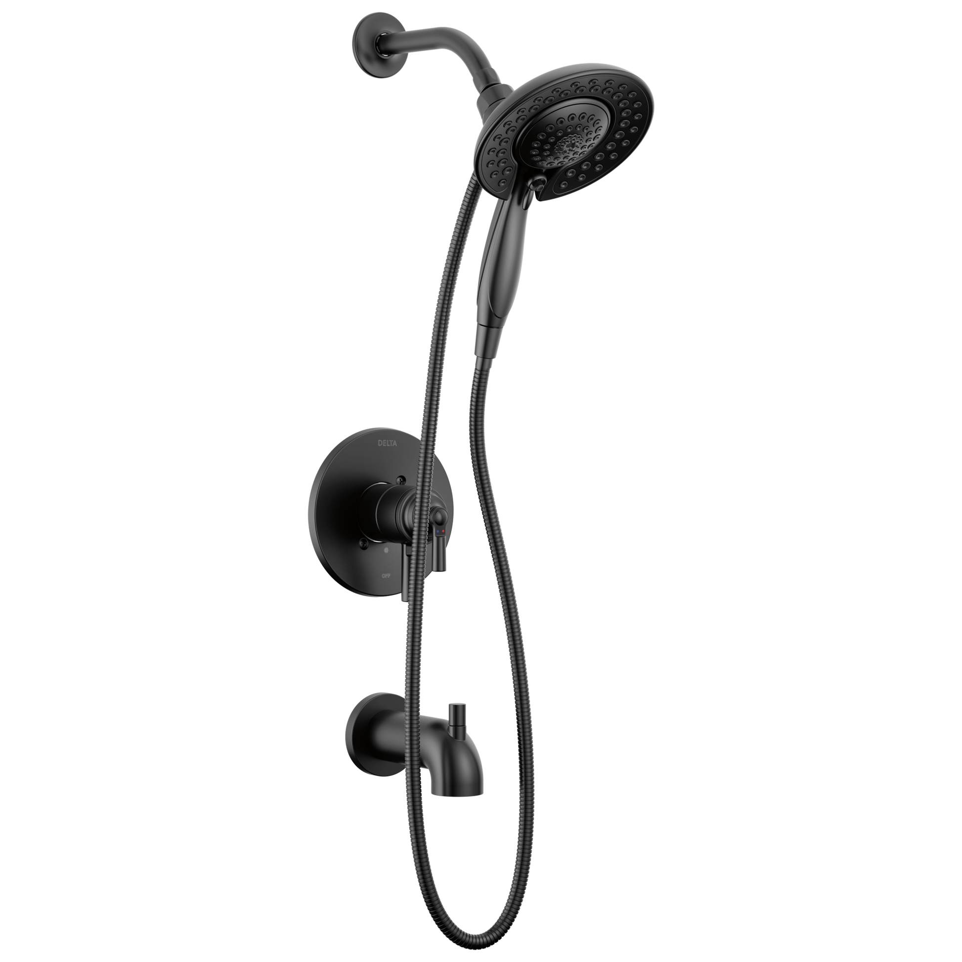 Delta Saylor Matte Black 2-handle Multi-function 6.81-in Round Bathtub and shower Faucet