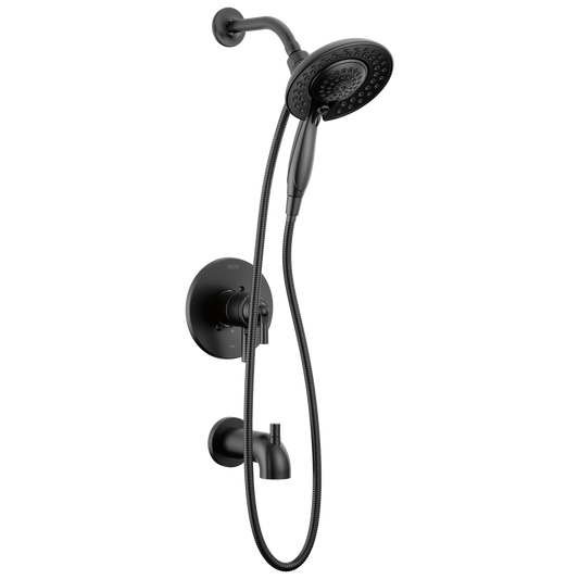 Delta Saylor Matte Black 2-handle Multi-function 6.81-in Round Bathtub and shower Faucet