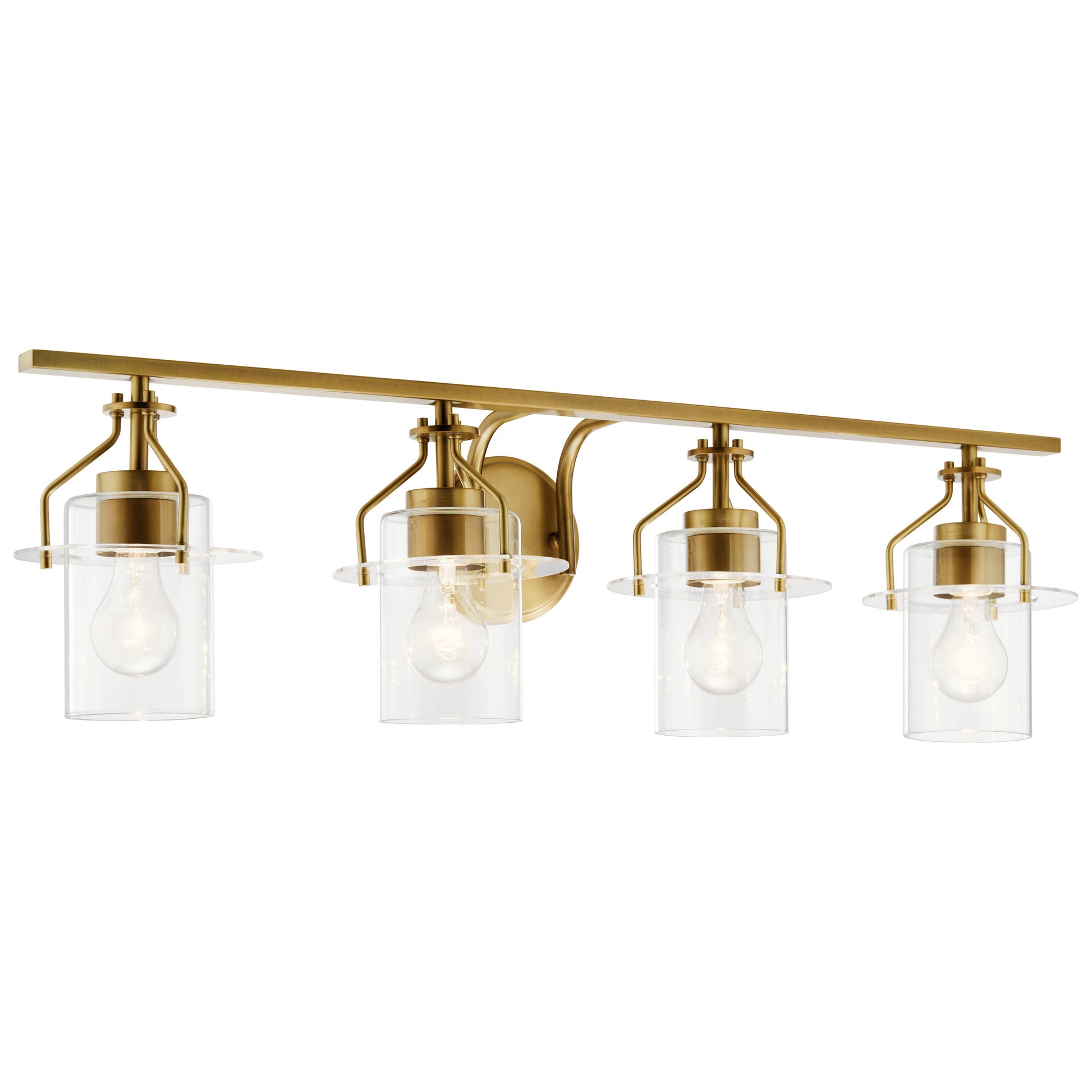Kichler Everett 34.25-in 4 -Light Gold Industrial Vanity light 5271851