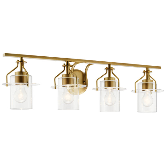 Kichler Everett 34.25-in 4 -Light Gold Industrial Vanity light