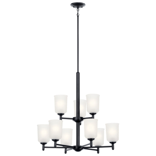 Kichler Shailene 9 -Light Black Transitional For Use in Bedrooms, Dining Rooms, Foyers, Kitchens, Living Rooms Chandelier 5271883