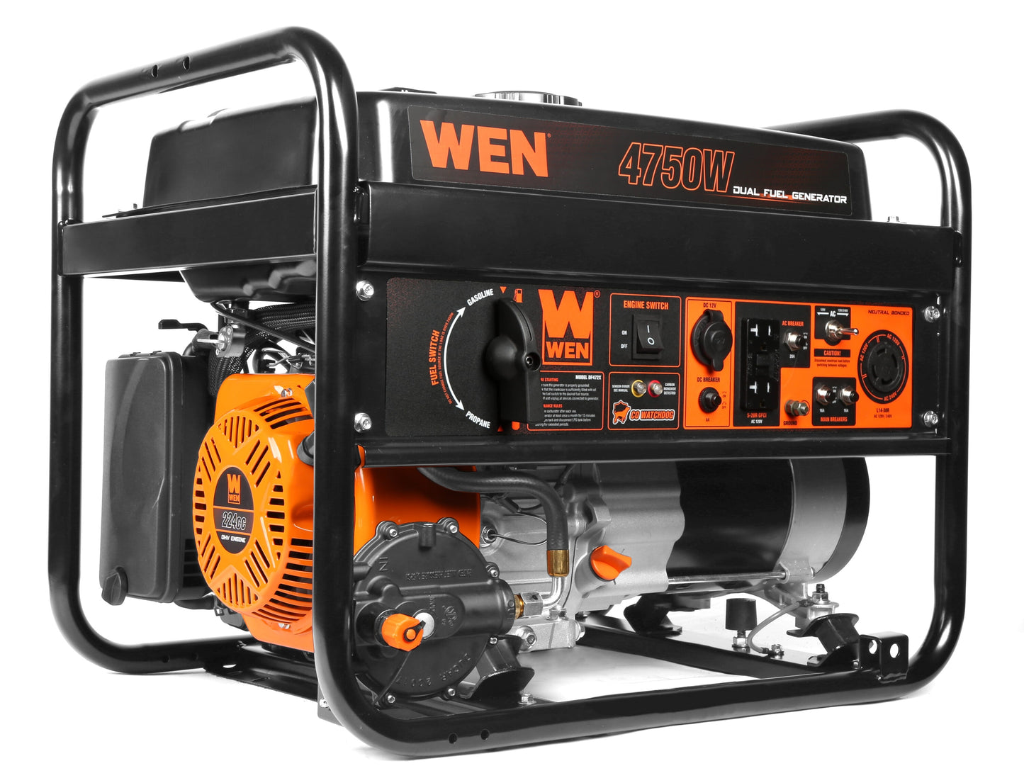 WEN 4750/3800-Watt Dual Fuel Portable Generator with CO Sensor DF472X
