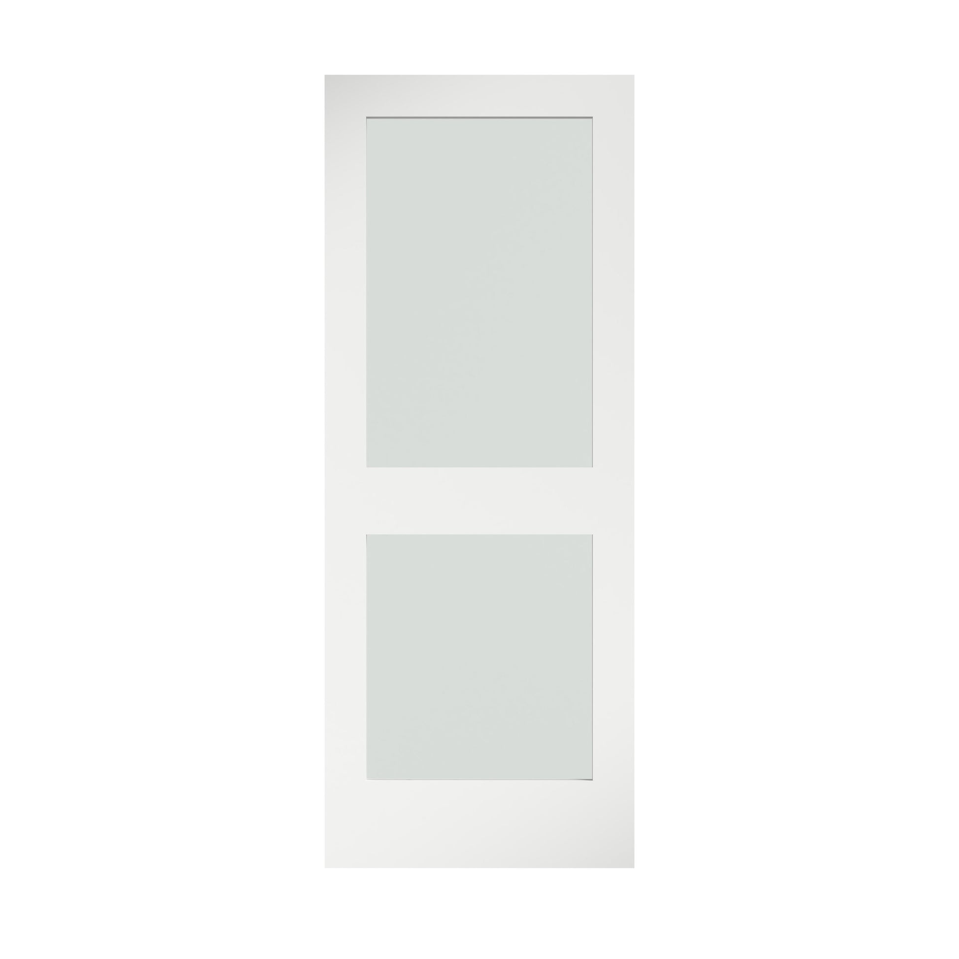 EightDoors 36-in x 80-in White primed 2-panel square Frosted glass Smooth Solid core Primed Pine Wood Slab Door