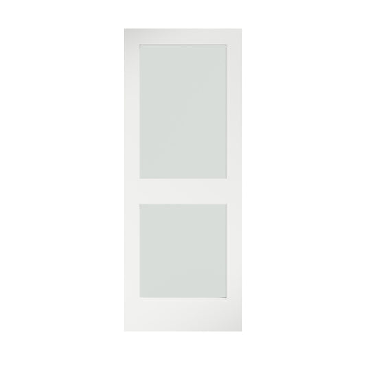 EightDoors 36-in x 80-in White primed 2-panel square Frosted glass Smooth Solid core Primed Pine Wood Slab Door