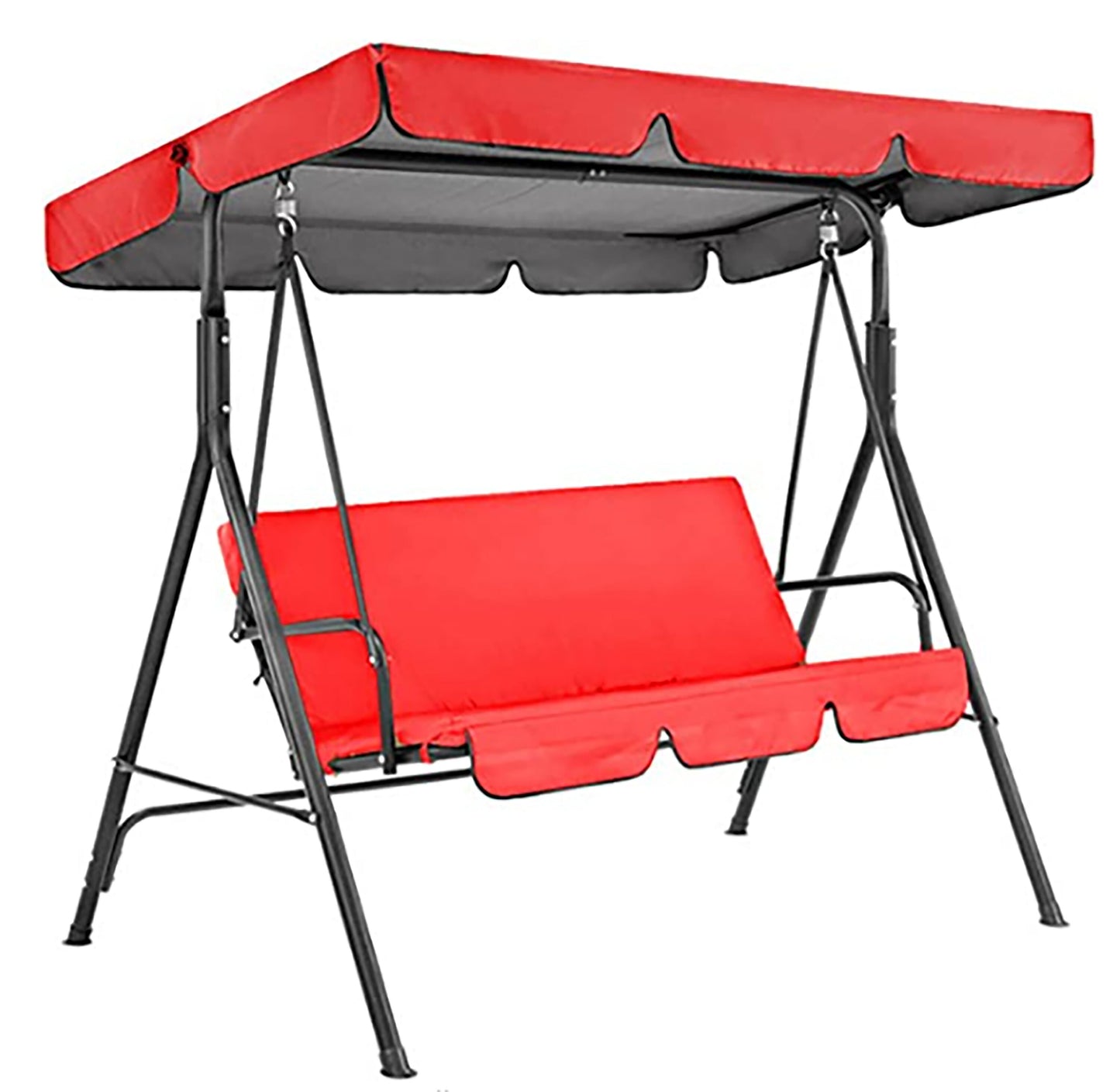 VEIKOUS 3-person Red Wood Outdoor Swing