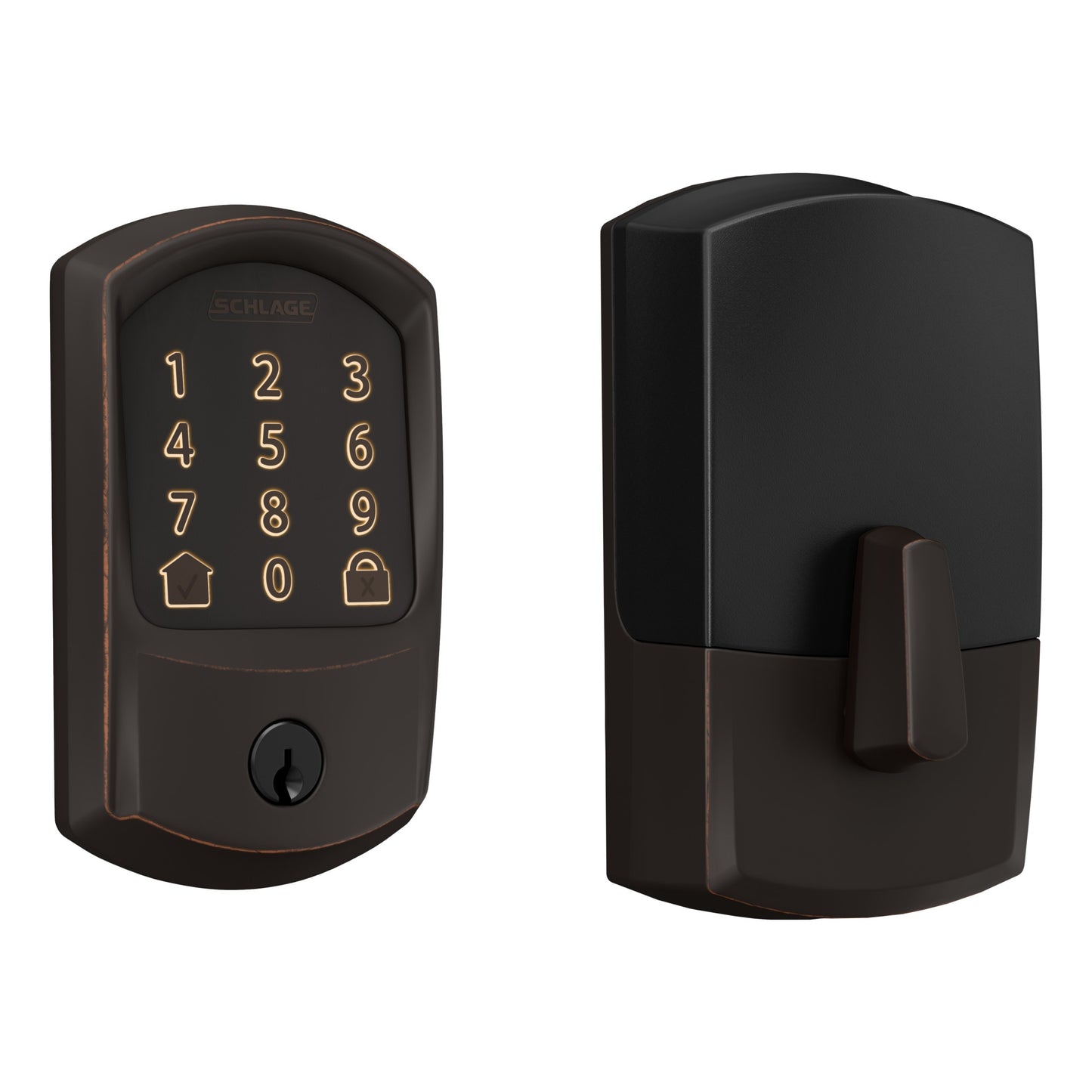 Schlage Encode Greenwich Aged Bronze Smart Lock Electronic Deadbolt with Wifi Bluetooth Touchscreen Keypad BE489WB V GRW 716