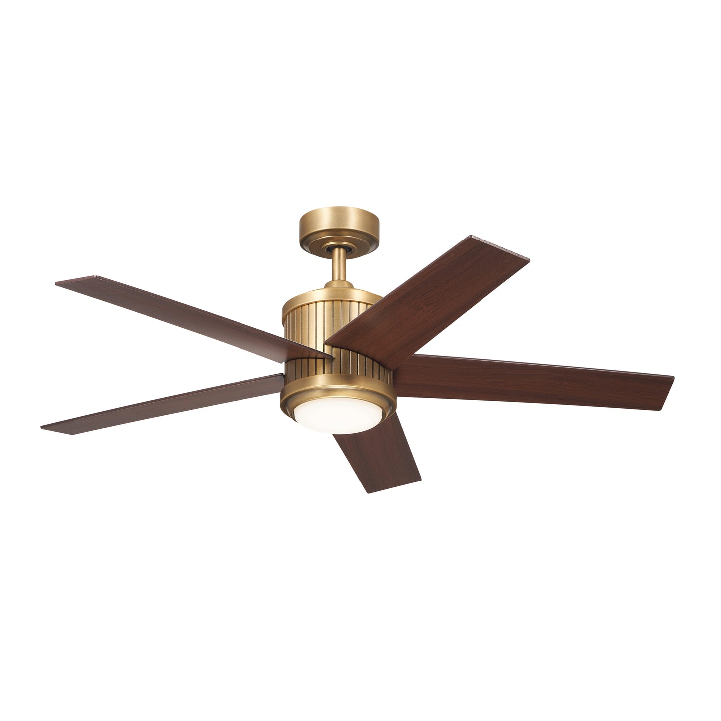 Kichler Brahm 48-in Integrated LED Natural Brass with Walnut Blades Ceiling Fan With Light - Remote Included ( 5 -Blade ) 5302512