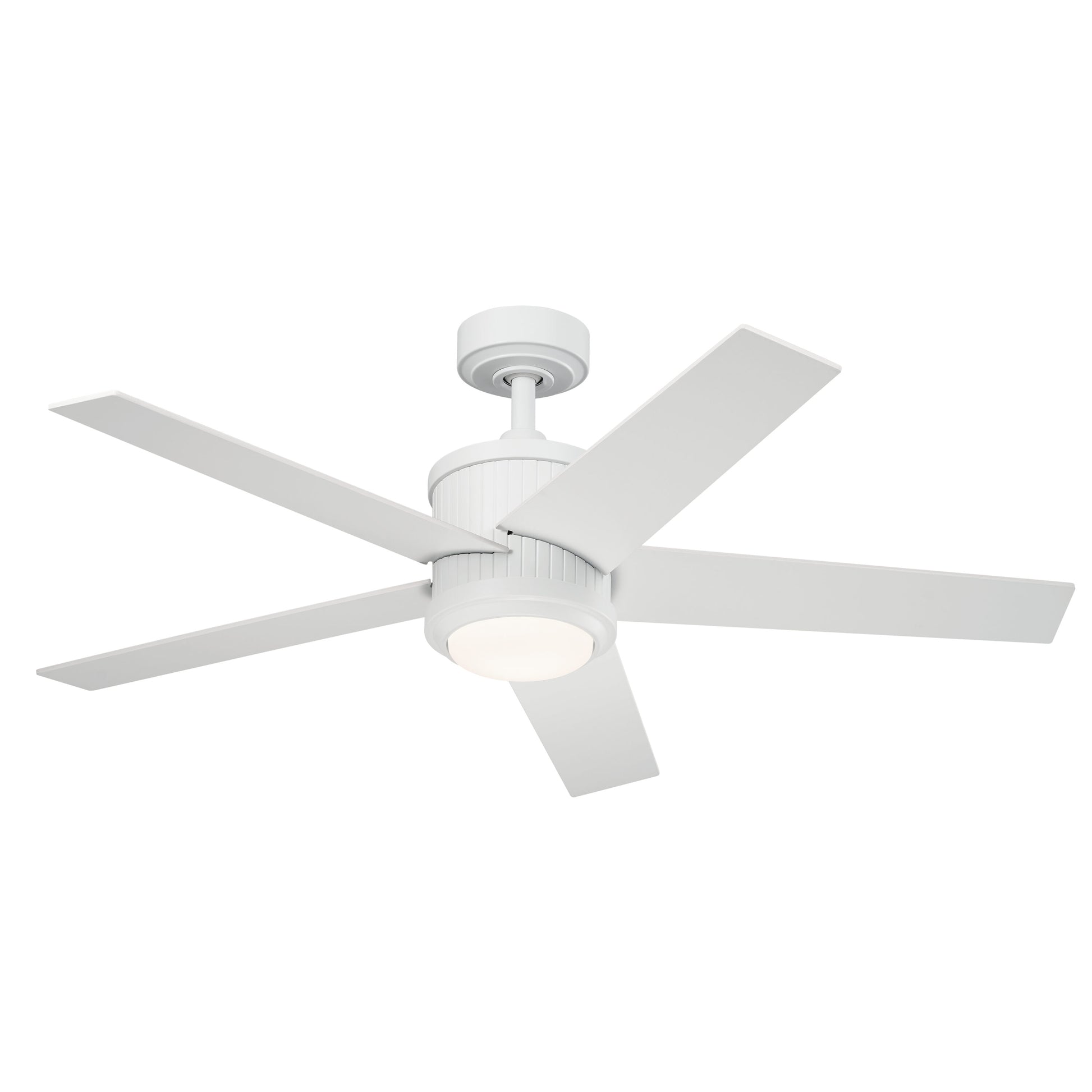 Kichler Brahm 48-in Integrated LED Matte White with Matte White Blades Ceiling Fan With Light - Remote Included ( 5 -Blade ) 5302499