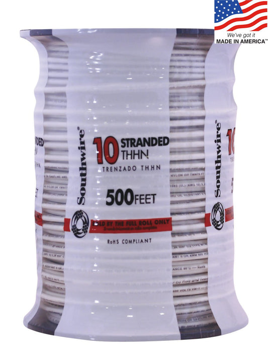 Southwire 500-ft 10-AWG White Stranded Copper Thhn Wire (By-the-roll) 22974057