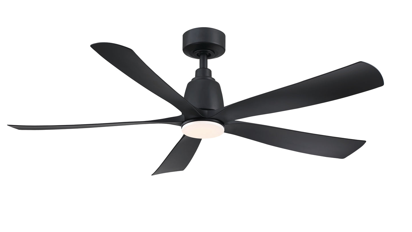 Fanimation Kute5 52-in Black Color-changing Integrated LED Indoor/Outdoor Smart Ceiling Fan with Light and Remote (5-Blade) FPD5534BL-LK
