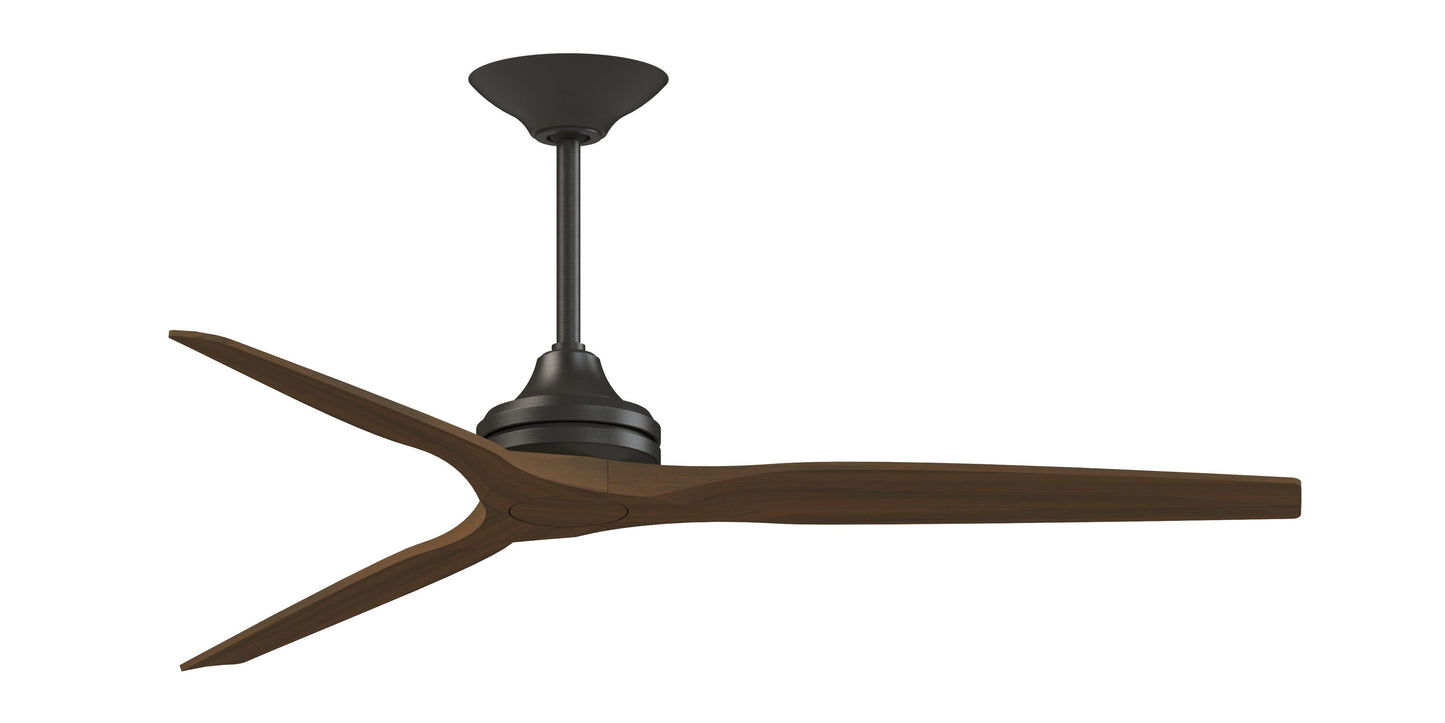 Fanimation Spitfire 64-in Dark Bronze with Whiskey Wood Blades Indoor/Outdoor Smart Propeller Ceiling Fan Light Kit Compatible and Remote (3-Blade) FPD6721BDZ-64WK