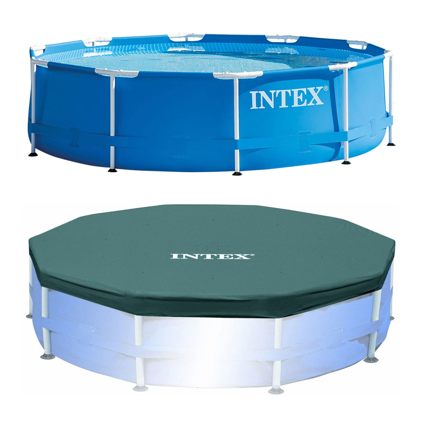 Intex 10-ft x 10-ft x 30-in Metal frame Round Above-Ground Pool with Pool Cover