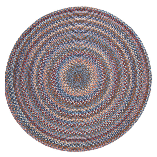 Rhody Rug 8 x 8 (ft) Braided Wool Blue Dragon Round Indoor Geometric Area rug