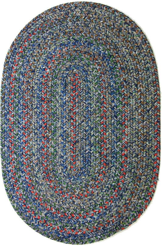 Rhody Rug 8 x 11 (ft) Braided Denim Oval Indoor/Outdoor Geometric Area rug