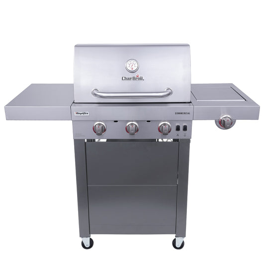 Char-Broil Commercial Series Stainless Steel 3-Burner Liquid Propane and Natural Gas Infrared Gas Grill with 1 Side Burner