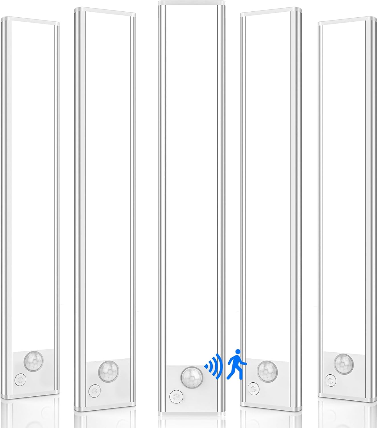 VerRon 5-Pack Under Cabinet Lighting, Upgraded 2200mAh Rechargeable Under Cabinet Lights Wireless, LED Motion Sensor Light Indoor Closet Lights Under-Counter Light Fixtures for Kitchen, Hallway, 10in