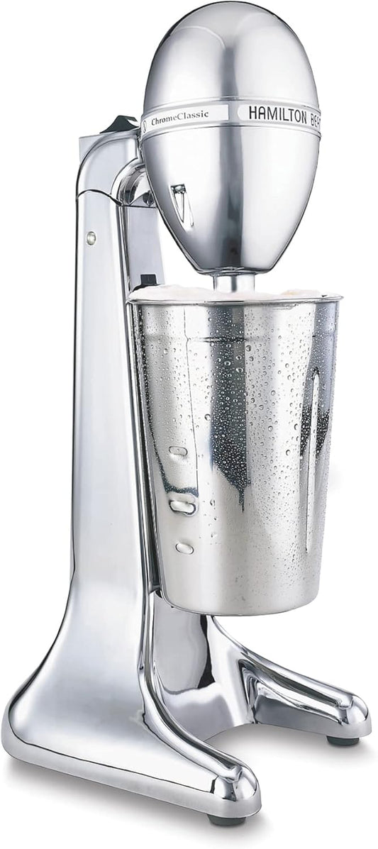 Hamilton Beach DrinkMaster Electric Drink Mixer, Retro Milkshake Maker & Milk Frother, 2 Speeds, Extra-Large 28 oz. Stainless Steel Cup, Classic Chrome