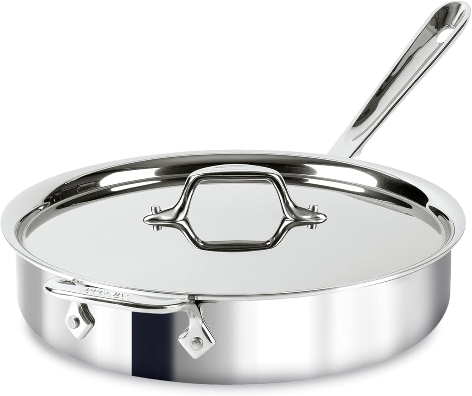 All-Clad D3 3-Ply Stainless Steel Sauté Pan with Lid & Handle 3 Quart, Induction, Oven Broiler Safe 600F, Multi-Cooktop, Deep Frying Pan, Everyday Pan, Skillet, Pots and Pans, Cookware, Kitchen Silver