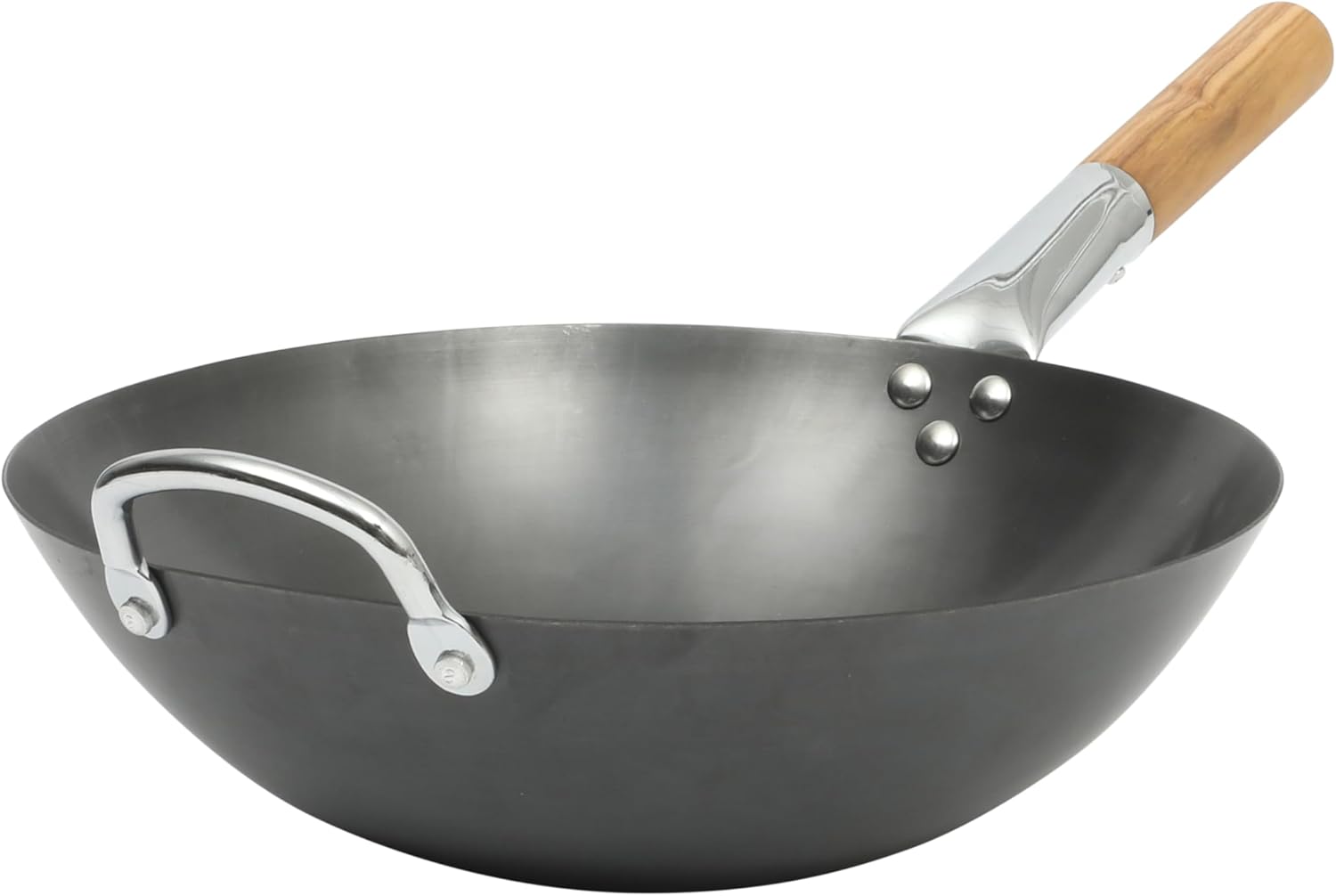 SUR LA TABLE Kitchen Essentials Quick Fire Carbon Steel 13.5" Flat Bottom Wok