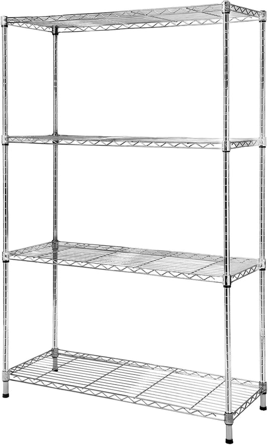 hiLISS Heavy-Duty 4 Tiers Chrome Steel Wire Shelving NSF Certified. Adjustable Storage Rack for Kitchen,Garage,and Laundry Utility Room (Chrome-4Tiers-36x14x54)