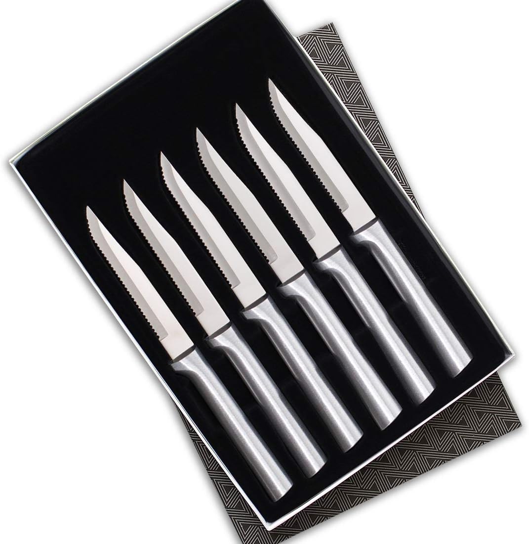 RADA Cutlery 6-Piece Serrated Steak Knife Gift Set, Silver Handles