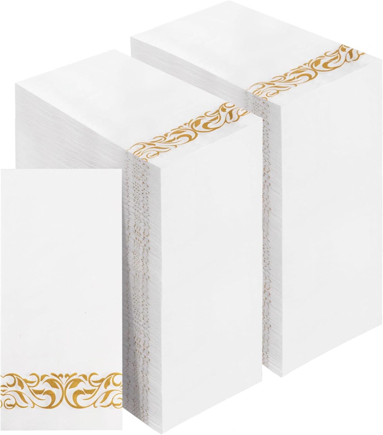 BESTVIP 400 Pack Disposable Paper Napkins,3-Ply Dinner Napkins with Gold Trim for Guests,Bathroom Paper Hand Towels Soft and Absorbent,Perfect for Kitchen,Dinner,Party,Wedding or Event