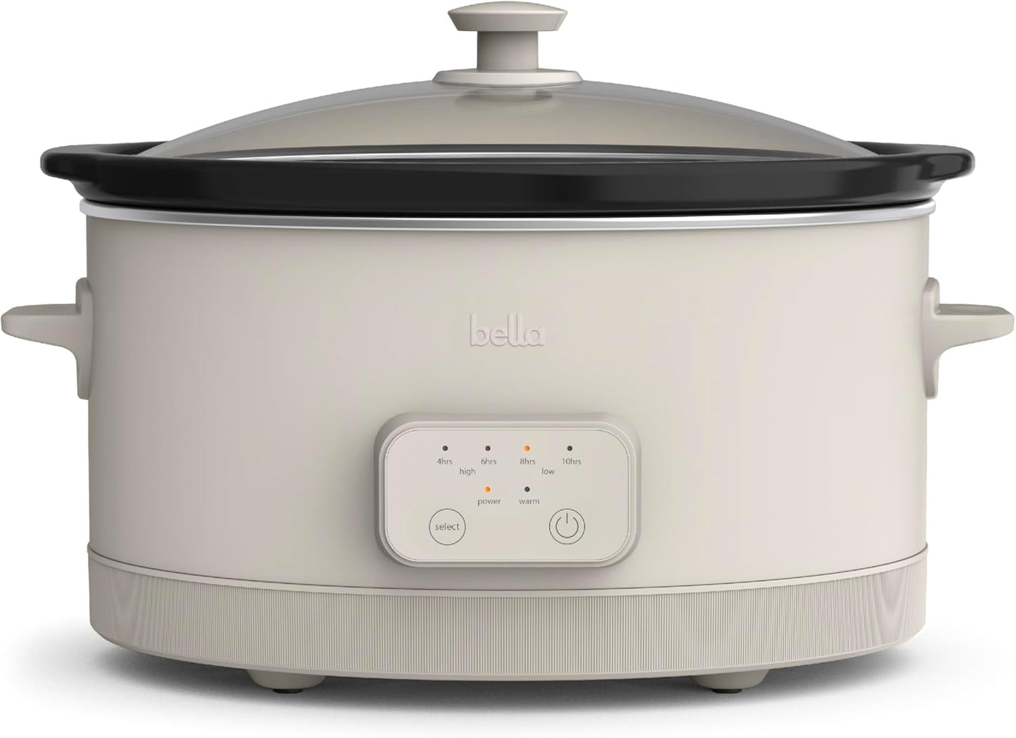 bella 6.0 Qt Programmable Slow Cooker, Ceramic Nonstick Coating, Adjustable Temperature & Cooking Times, Dishwasher Safe Stoneware Pot & Tempered Glass Lid, Tangle Free Cord Wrap, Oatmilk