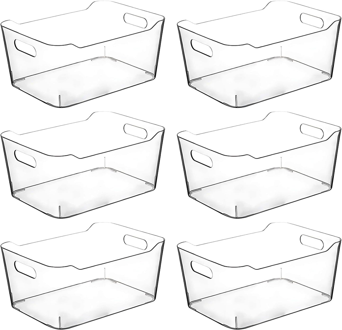 Clear Plastic Storage Bins, Pantry Organizers and Storage Containers, Large Fridge Organizer Bins, Home Kitchen Cabinet Organizer, Medicine Cabinet Bin for Organizing Freezer Closet