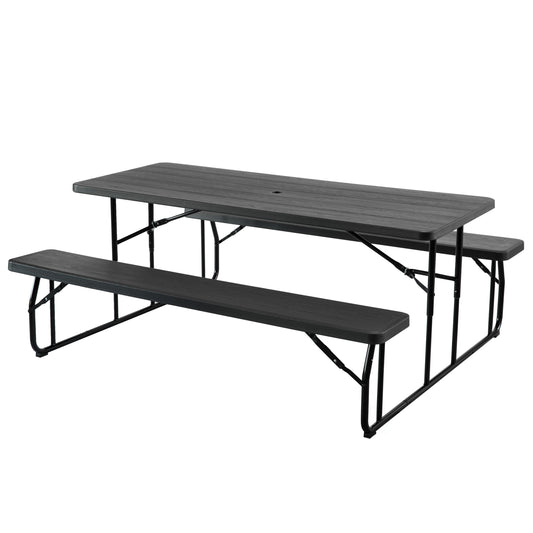 Gardenised 71-in Black Plastic Rectangle Folding Picnic Table