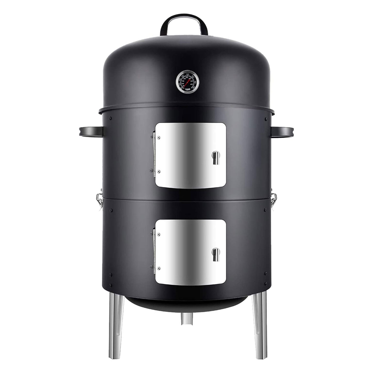 Realcook Realcook 17 Inch Vertical Heavy Duty Round Steel Charcoal Outdoor Smoker, Black 301547