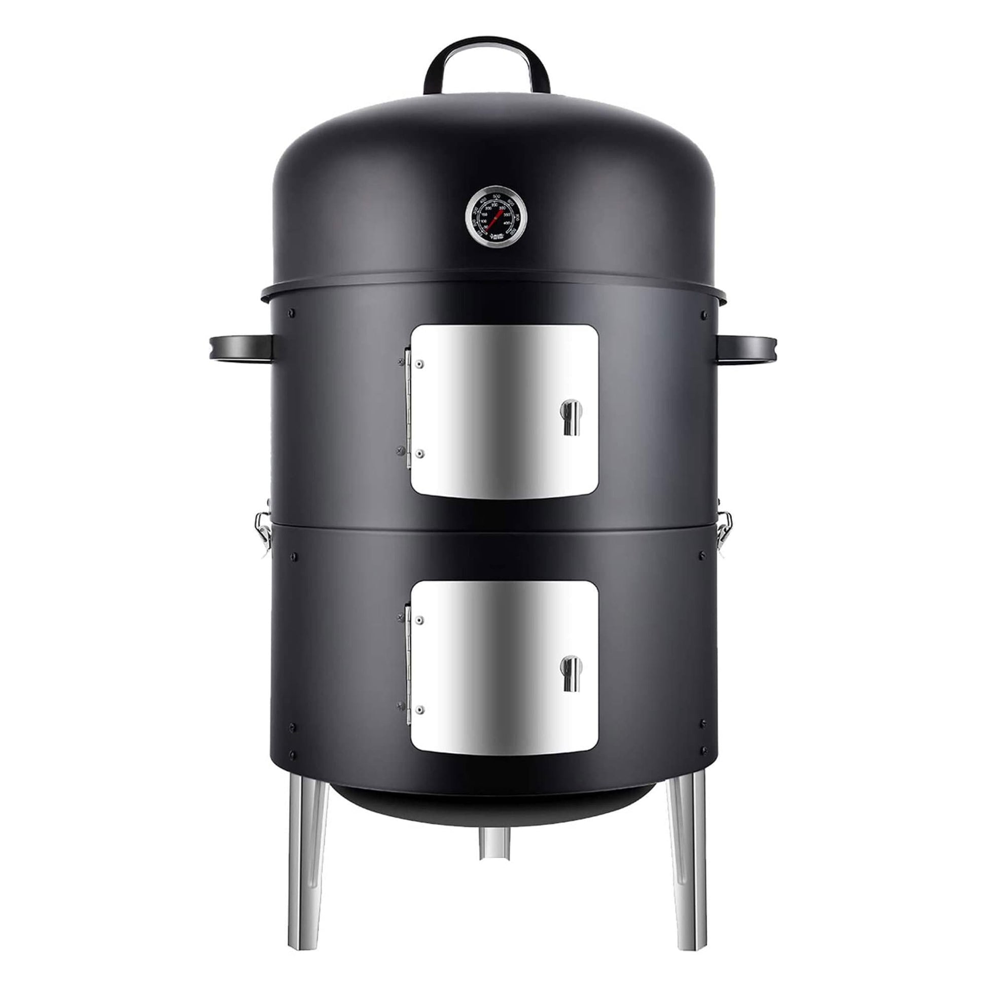 Realcook Realcook 17 Inch Vertical Heavy Duty Round Steel Charcoal Outdoor Smoker, Black 301547