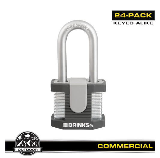 Brinks Commercial Keyed Alike Keyed Padlock, 2-1/4-in Wide x 2-in Shackle (24-Pack) 672-52001KA24