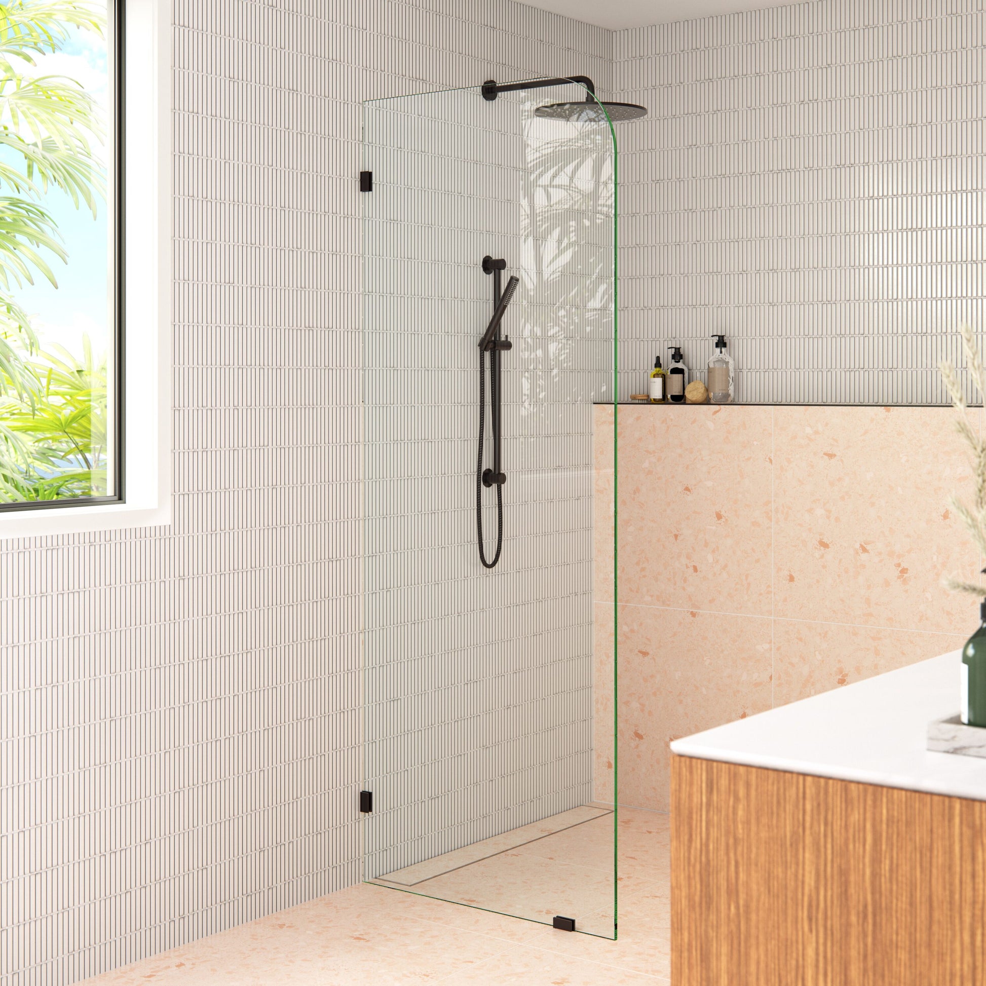 Glass Warehouse Solaris Oil Rubbed Bronze 30-in W x 78-in H Frameless Tempered Glass Fixed Shower door