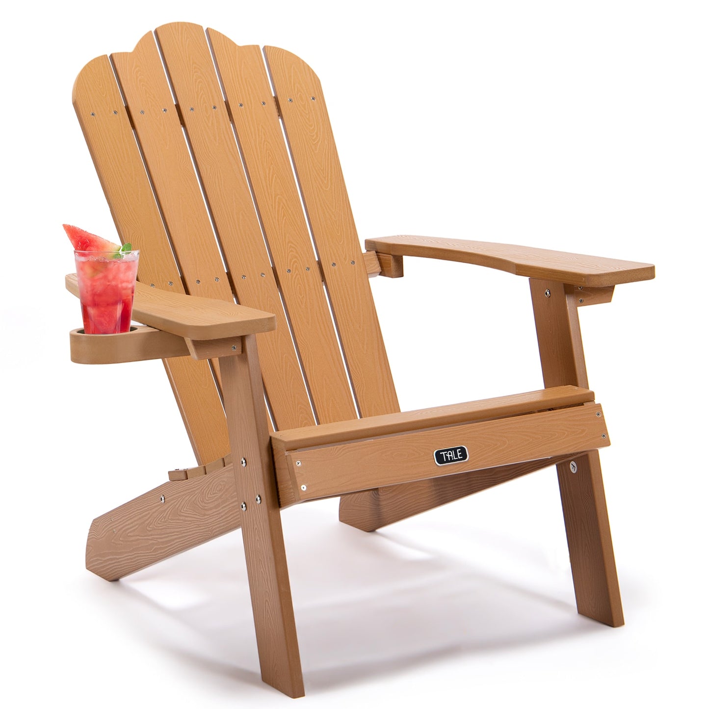 Maocao Hoom Brown Plastic Frame Stationary Adirondack Chair with Slat Seat