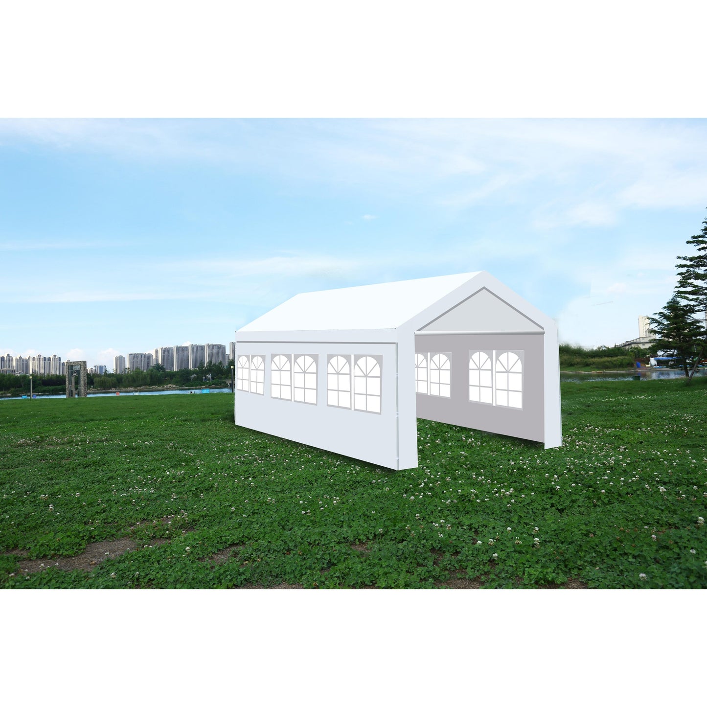 Bayfeve 20-ft x 10-ft Rectangle White Party canopy