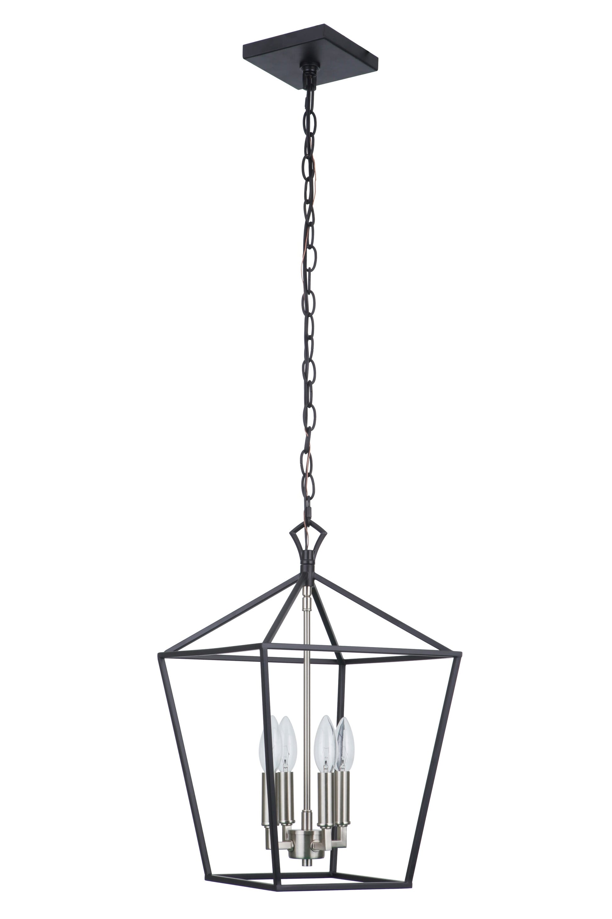 Craftmade Flynt II 4 -Light Flat Black/Brushed Polished Nickel Traditional Square Medium Hanging Pendant light 4852261