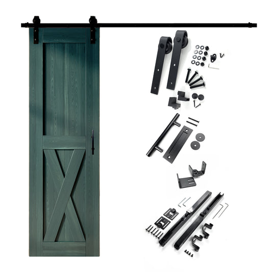 HOMACER 26-in x 84-in Royal Pine X-frame Pine Wood Solid core Single Barn Door (Hardware Included)
