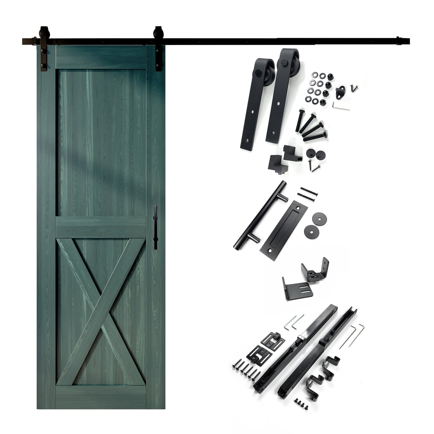 HOMACER 36-in x 84-in Royal Pine X-frame Pine Wood Solid core Single Barn Door (Hardware Included)