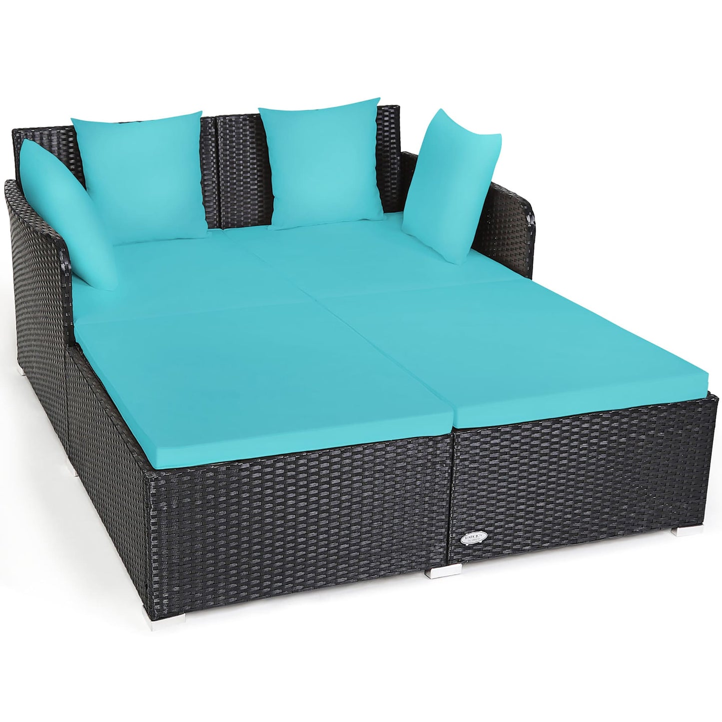 Costway Rattan Outdoor Daybed with Bronze Cushions and Rattan Frame