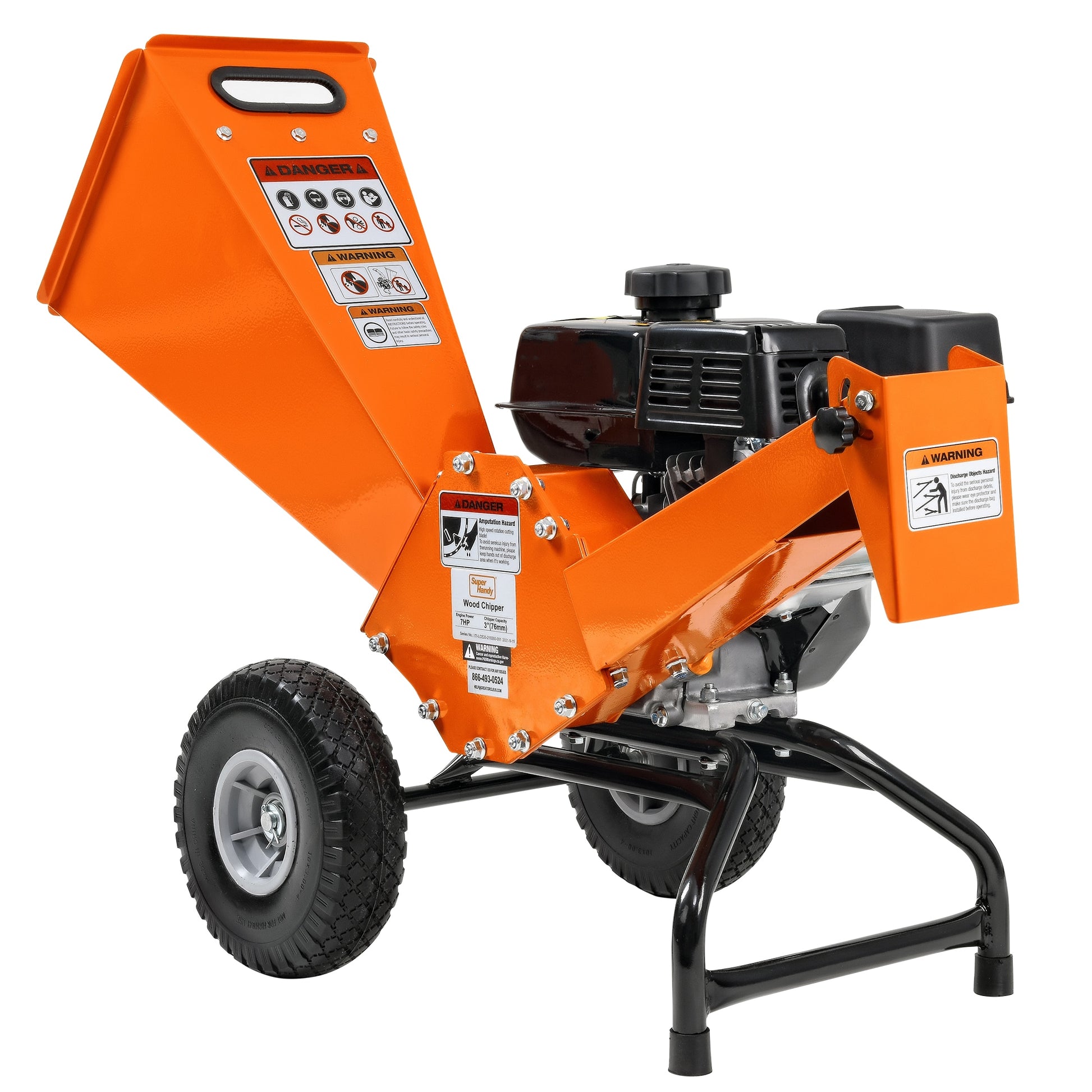 SuperHandy SuperHandy Compact Wood Chipper - 7HP Gas Engine, Adjustable Exit Chute, 3in Max Branch Diameter GUO074