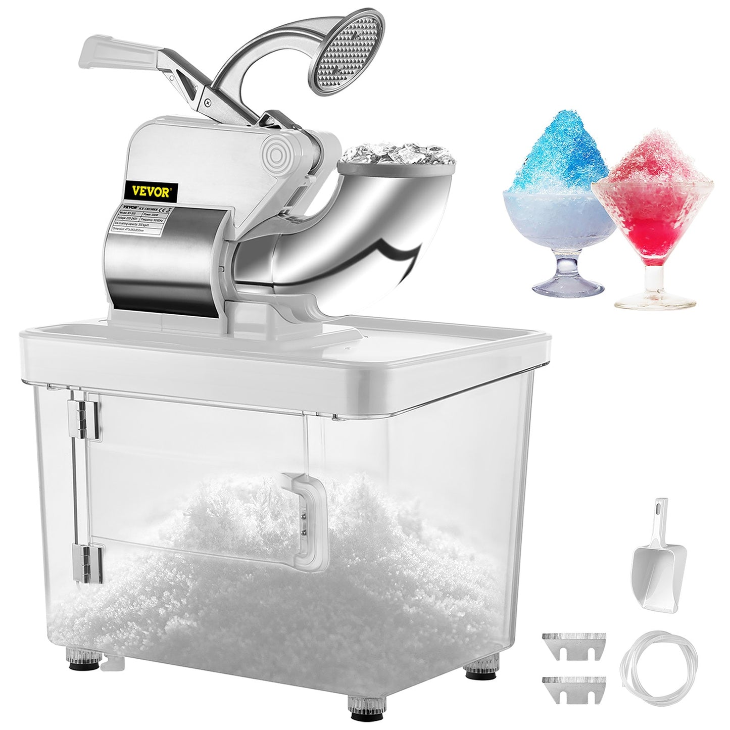 SKYSHALO 400 LBS/H 1450 R/Min 110V 300 W Snow Cone Maker (Stainless Steel + Pc + Silicone) SBJ300XTDWT000001V1