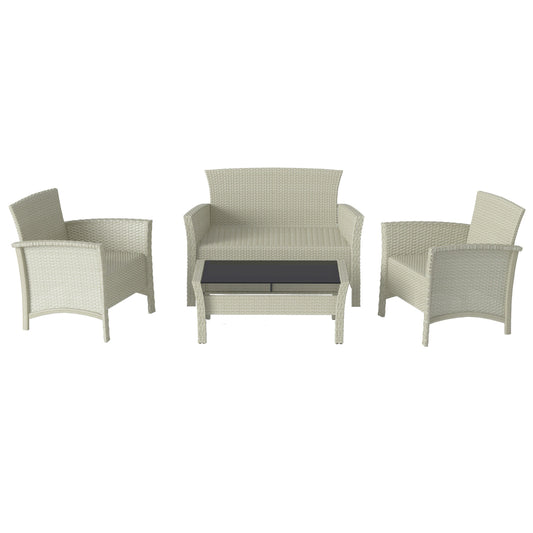 CorLiving Cascade 4 -Piece Rattan Patio Conversation Set