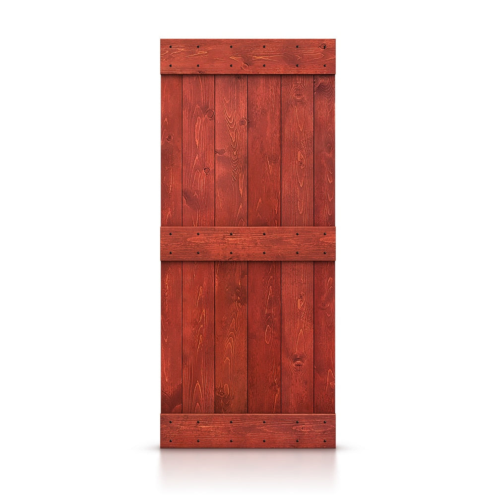 CALHOME 38-in x 84-in Cherry red Pine Wood Solid core Single Barn Door (Hardware Not Included)