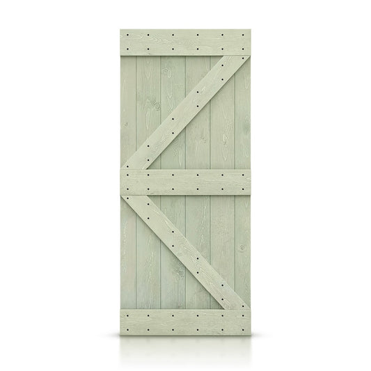 CALHOME 30-in x 84-in Sage green Pine Wood Solid core Single Barn Door (Hardware Not Included)