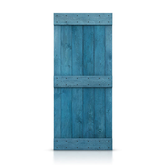 CALHOME 38-in x 84-in Ocean blue Pine Wood Solid core Single Barn Door (Hardware Not Included)